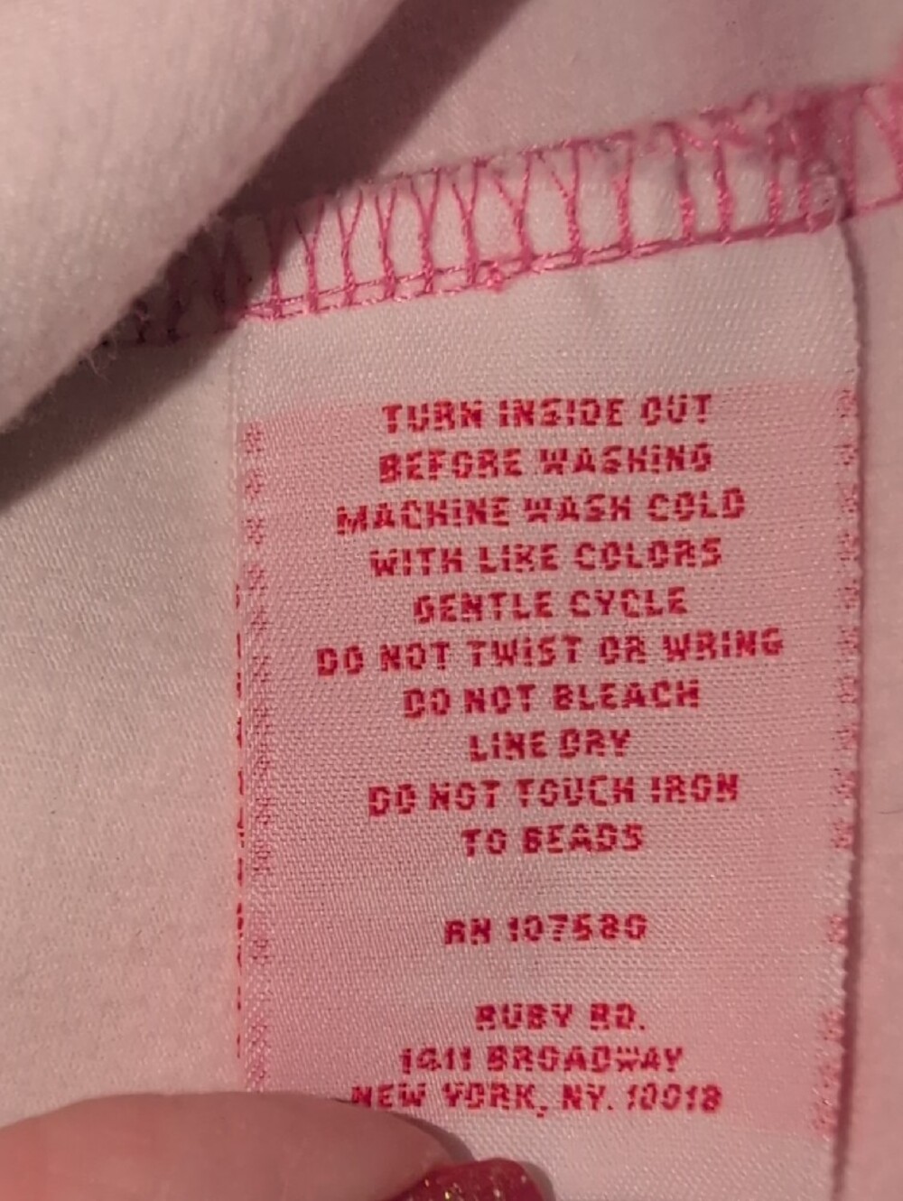 Ruby Rd. Pink, Green & White Striped Long Sleeve Top with Neck Embellishments - Picture 3 of 5